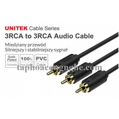 Unitek 26697 Y-C9024BK 10M Màu Đen Cáp Loa 1 Jack 3.5Mm Ra 2 Đầu Hoa Sen 30026697